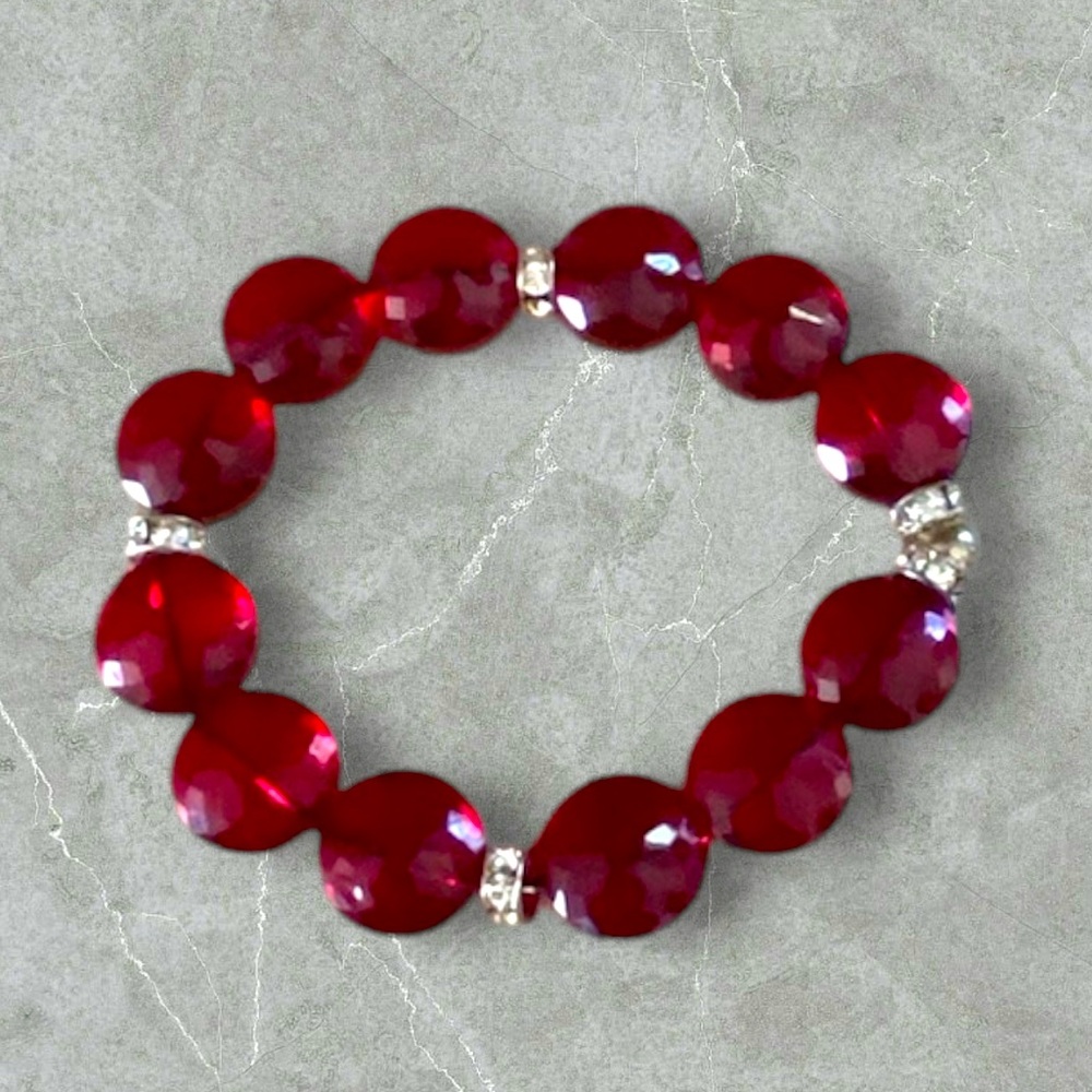 NWOT Women’s Ruby Red Bead Bracelet